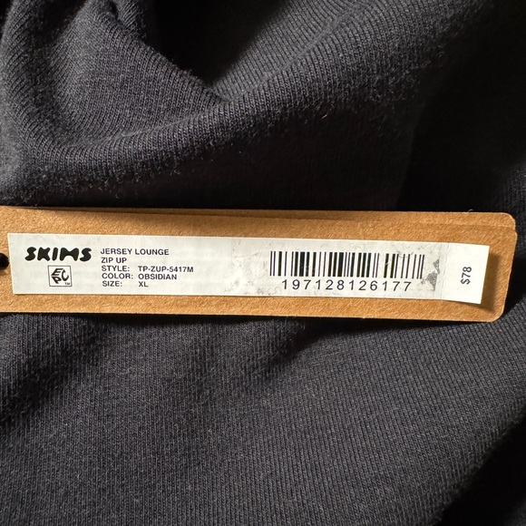 NWT- SKIMS Men's Jersey Lounge Zip Up Black Hoodie. Size XL - Picture 7 of 8